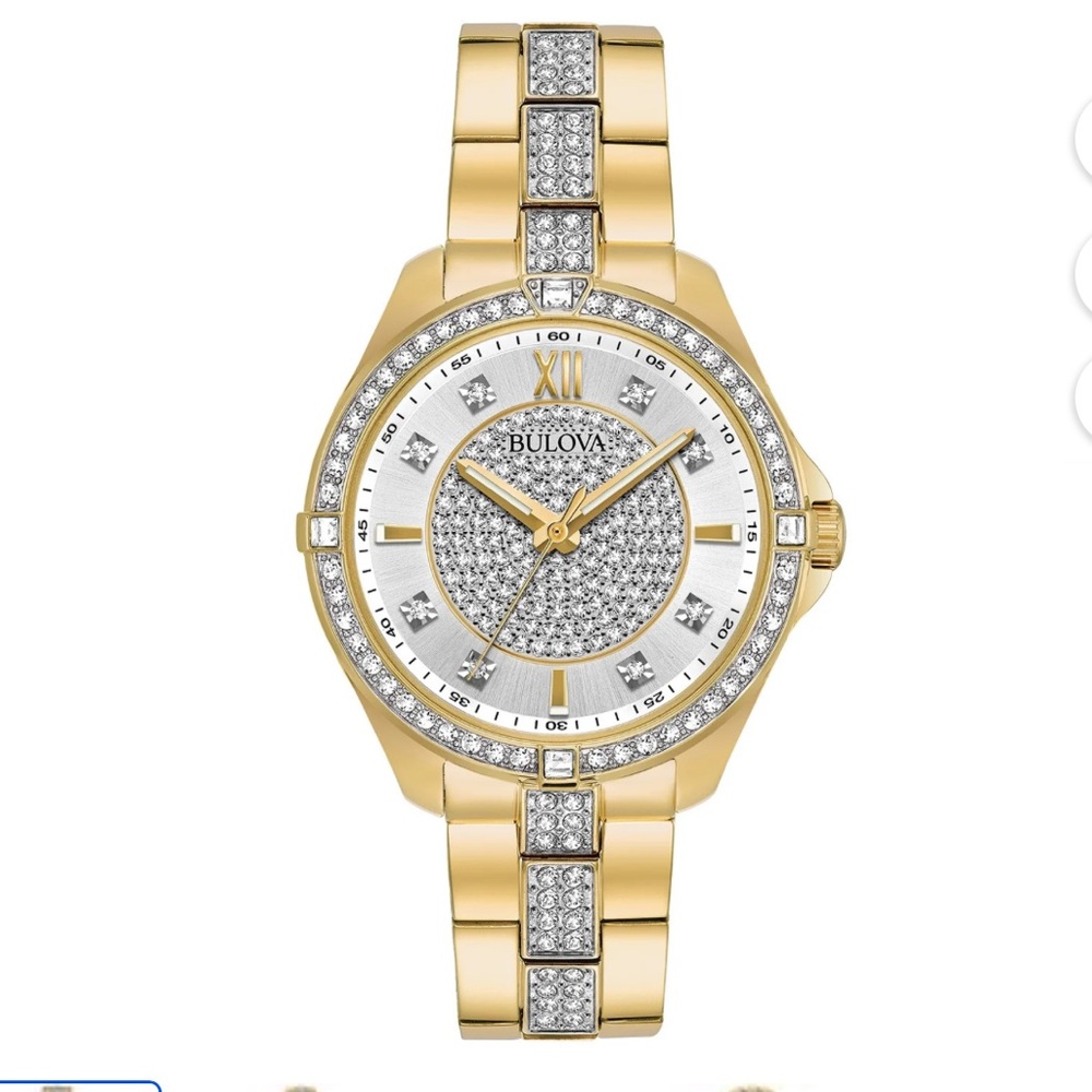 Bulova Women's Crystal Accent Gold Stainless Steel Watch